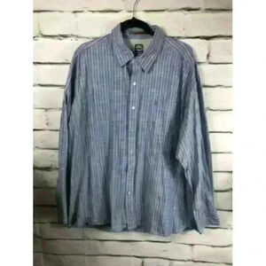 Timberland Men's Blue/White Striped Button Down Long Sleeve Shirt Size XL